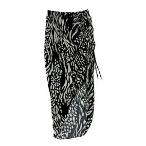 Veronica Beard women's Black and White Ruched Single Side Slit Skirt Size 0 2